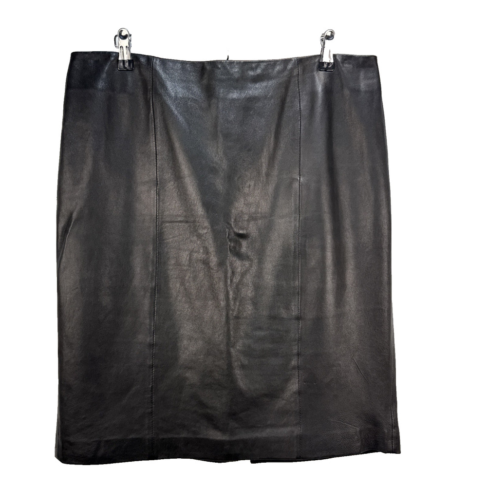Talbots Womens Chocolate Brown Leather Straight Skirt Size 12 Knee Length‎ Lined